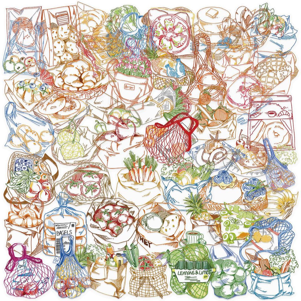 Food Snacks Drawing - 50 шт. цветных водонепроницаемых наклеек из