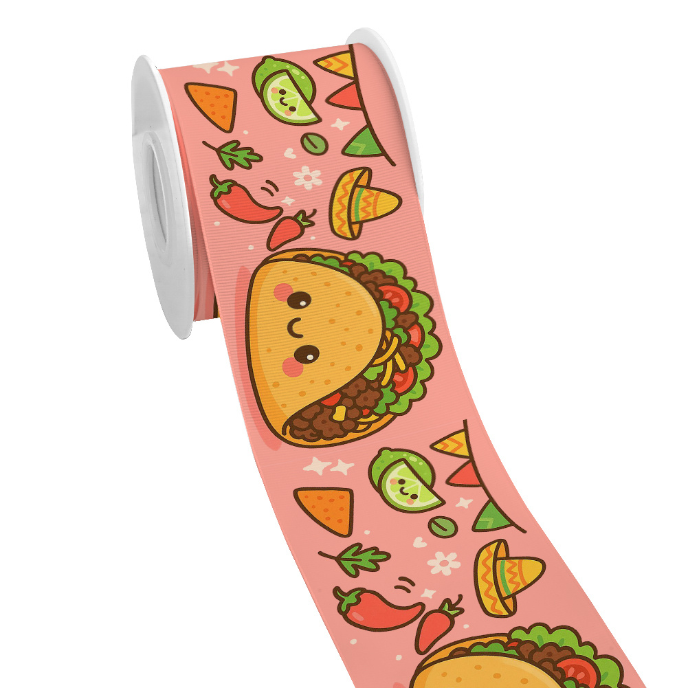 Food Snacks Pictures - Лента из грогрен-ткани с мультяшным принтом