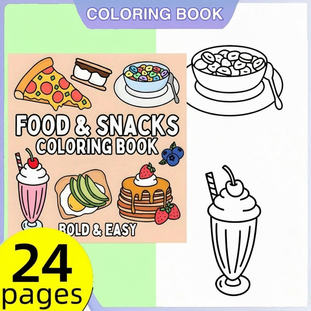 Новая книжка-раскраска на тему – обзор и цена Food Snacks Drawing