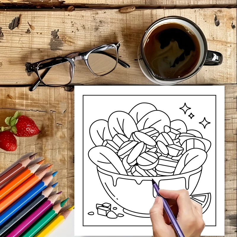 Книга-раскраска для взрослых с – обзор и цена Food Snacks Drawing