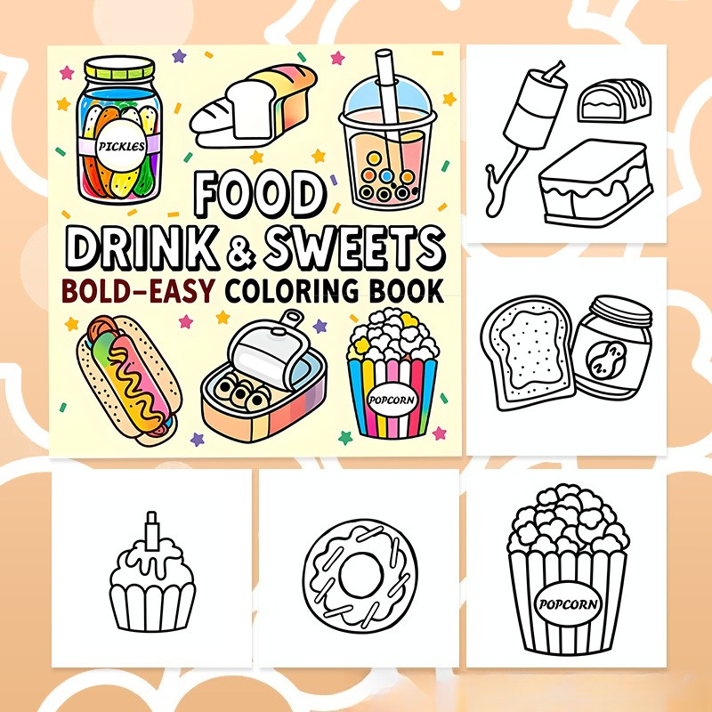 Книга-раскраска для снятия стр – обзор и цена Food Snacks Drawing