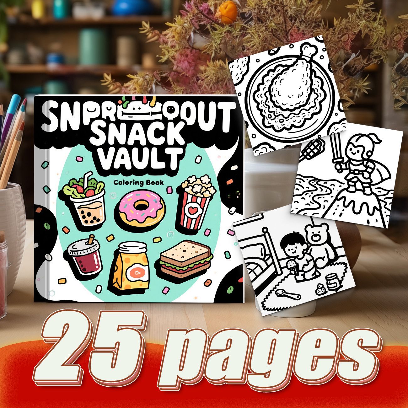 Книга-раскраска Snproout Snack – обзор и цена Food Snacks Drawing