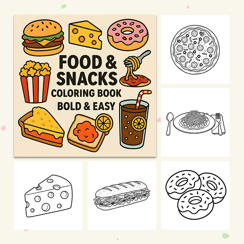 Толстая книжка-раскраска на те – обзор и цена Food Snacks Drawing
